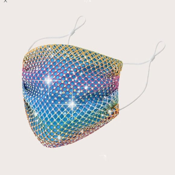The Wild Clover Accessories - 1 LEFT!! RAINBOW RHINESTONE FACE MASK